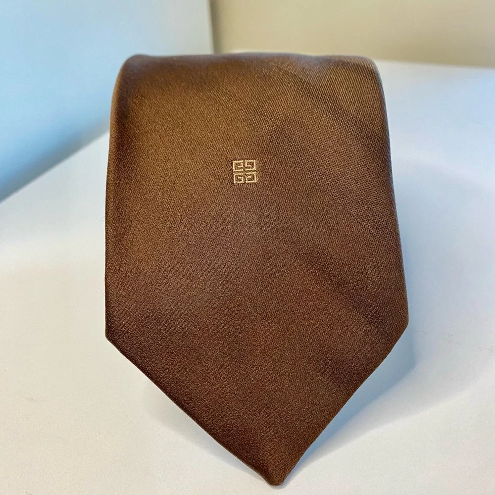 Givenchy Luxury Brown and Tan Striped Tie - Picture 2 of 5